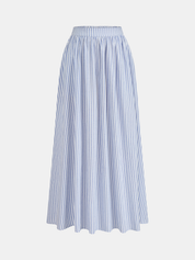 Dames Tweedelig Setje Halter Crop Top en Midi Rok Gestreept Katoen Blend - Blauw - Maelen