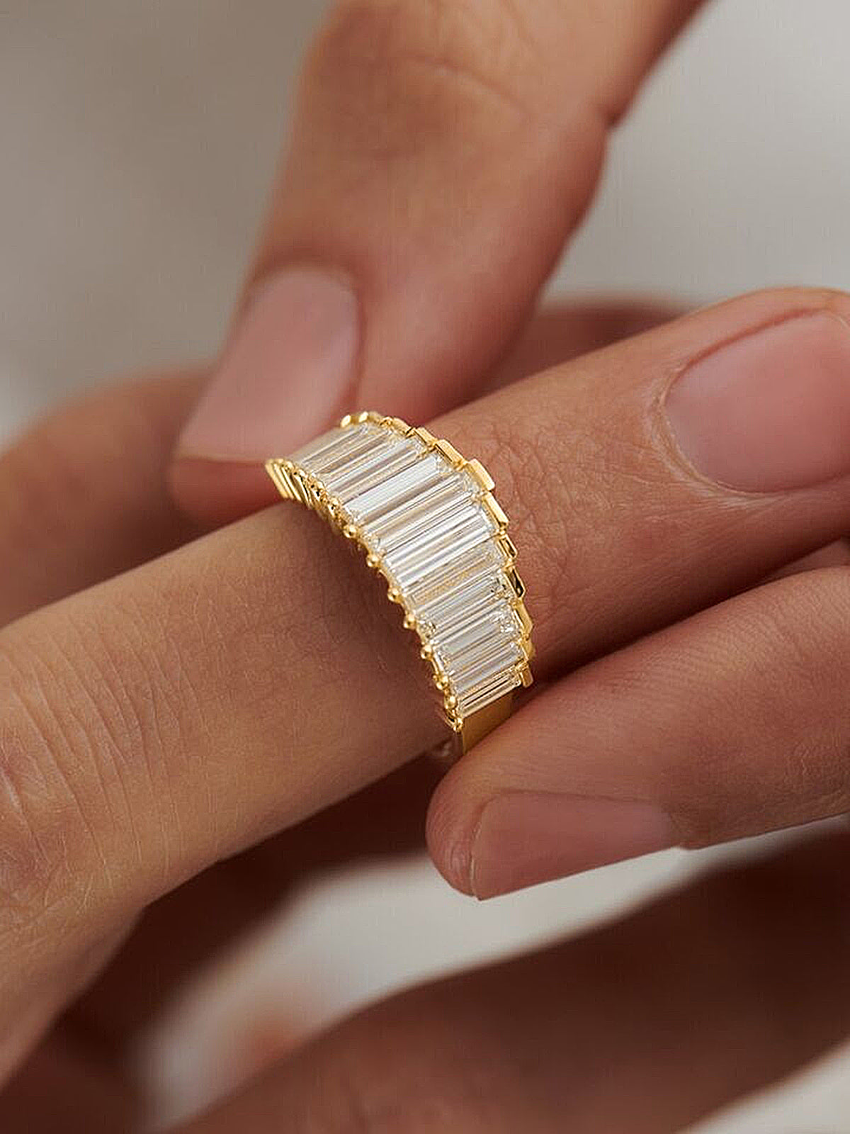 Dames Bandring Baguette Geslepen Zirkonia Koper - Goud - Maelen
