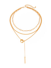 Dames Gelaagde Ketting Cirkel en Staaf Hanger Goud - Goud - Maelen