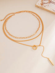 Dames Gelaagde Ketting Cirkel en Staaf Hanger Goud - Goud - Maelen