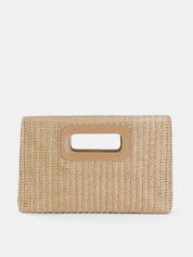 Dames Clutch Tas Gevlochten Stro Cutout Handvat - Khaki - Maelen