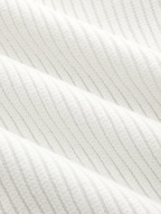 Dames Geribbelde Gebreide Mini Jurk Polokraag Contrastbies - Wit - Maelen