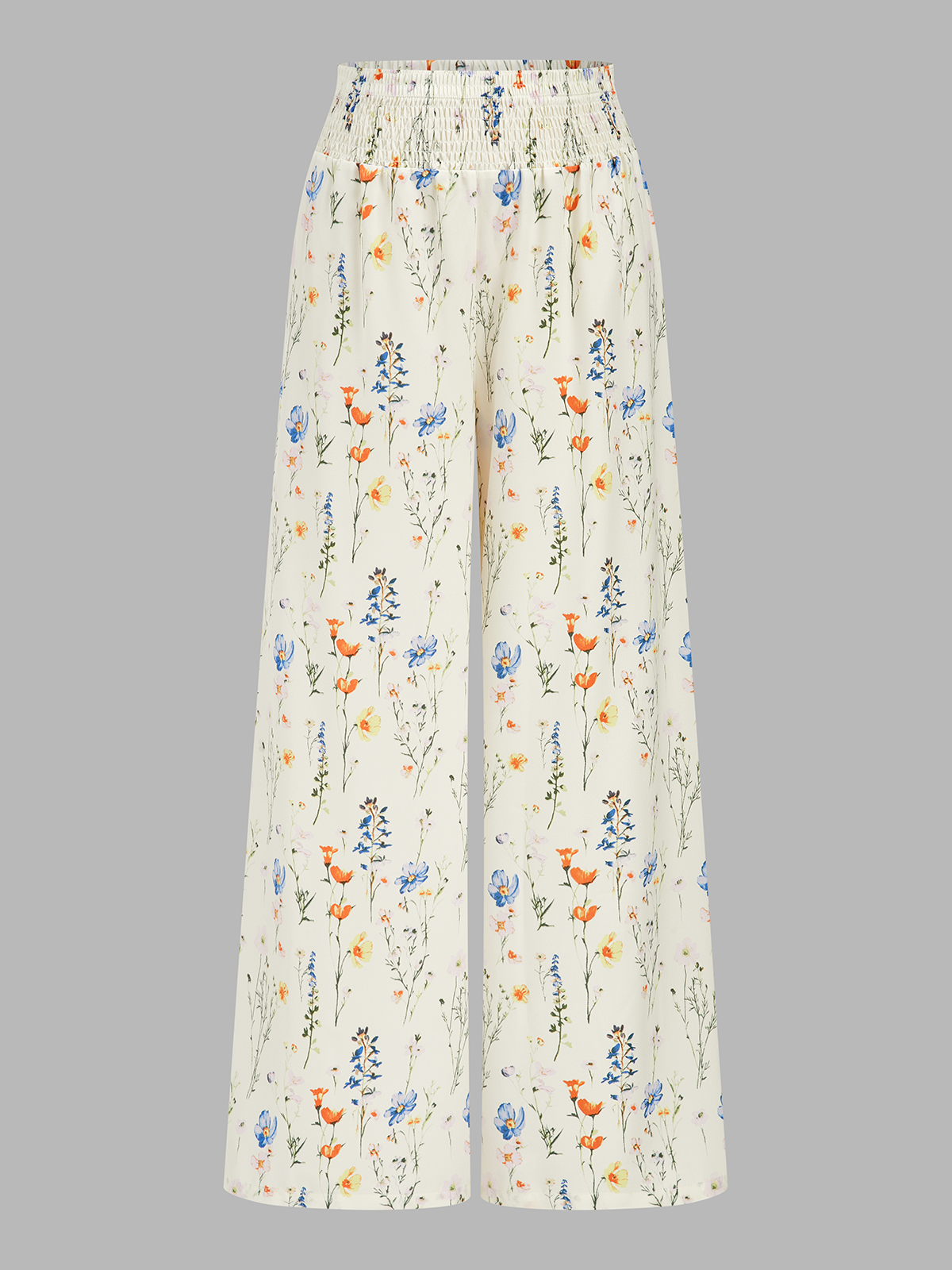 Dames Tweedelig Setje Schouderband Top en Gerimpelde Broek Bloemenprint - Wit - Maelen