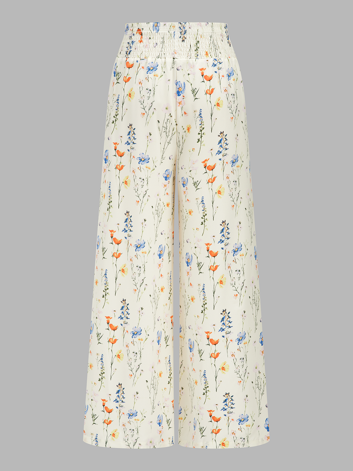Dames Tweedelig Setje Schouderband Top en Gerimpelde Broek Bloemenprint - Wit - Maelen
