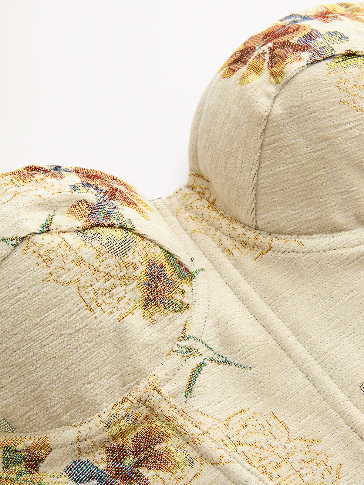 Dames Corset Top Bloemen Jacquard Baleinen Structuur - Abrikoos - Maelen