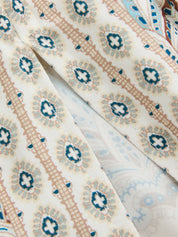 Dames Maxi Jurk Korte Mouwen Paisley Print Knoopsluiting - Gebroken Wit - Maelen
