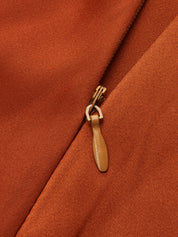 Dames Maxi Jurk One Shoulder Ruche Taille Aansluitend - Oranje / Rood - Maelen
