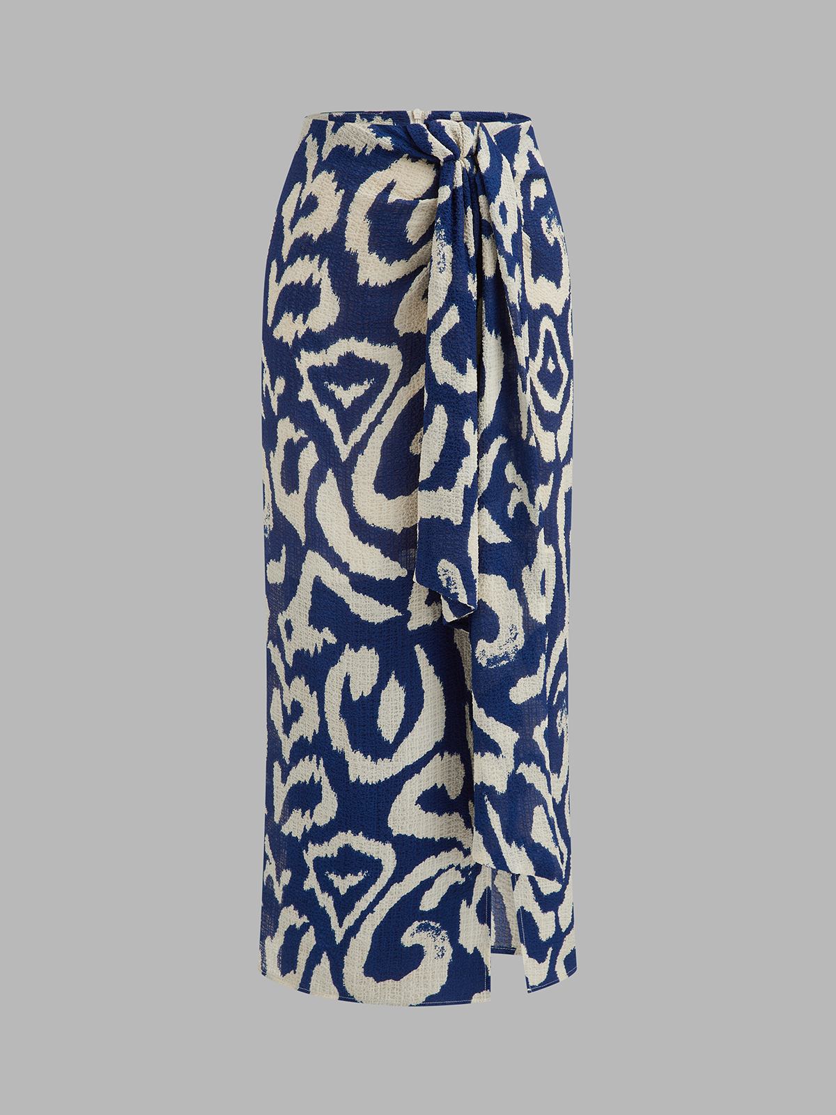 Dames Tweedelig Setje Halter Wikkelblouse en Abstracte Print Rok - Blauw / Wit - Maelen