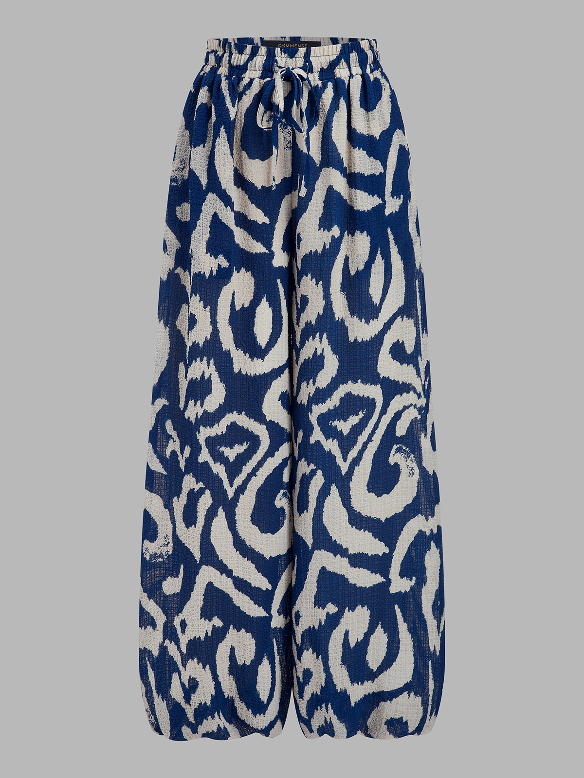 Dames Tweedelig Setje Cami Crop Top en Printed Wide Leg Broek - Blauw / Wit - Maelen