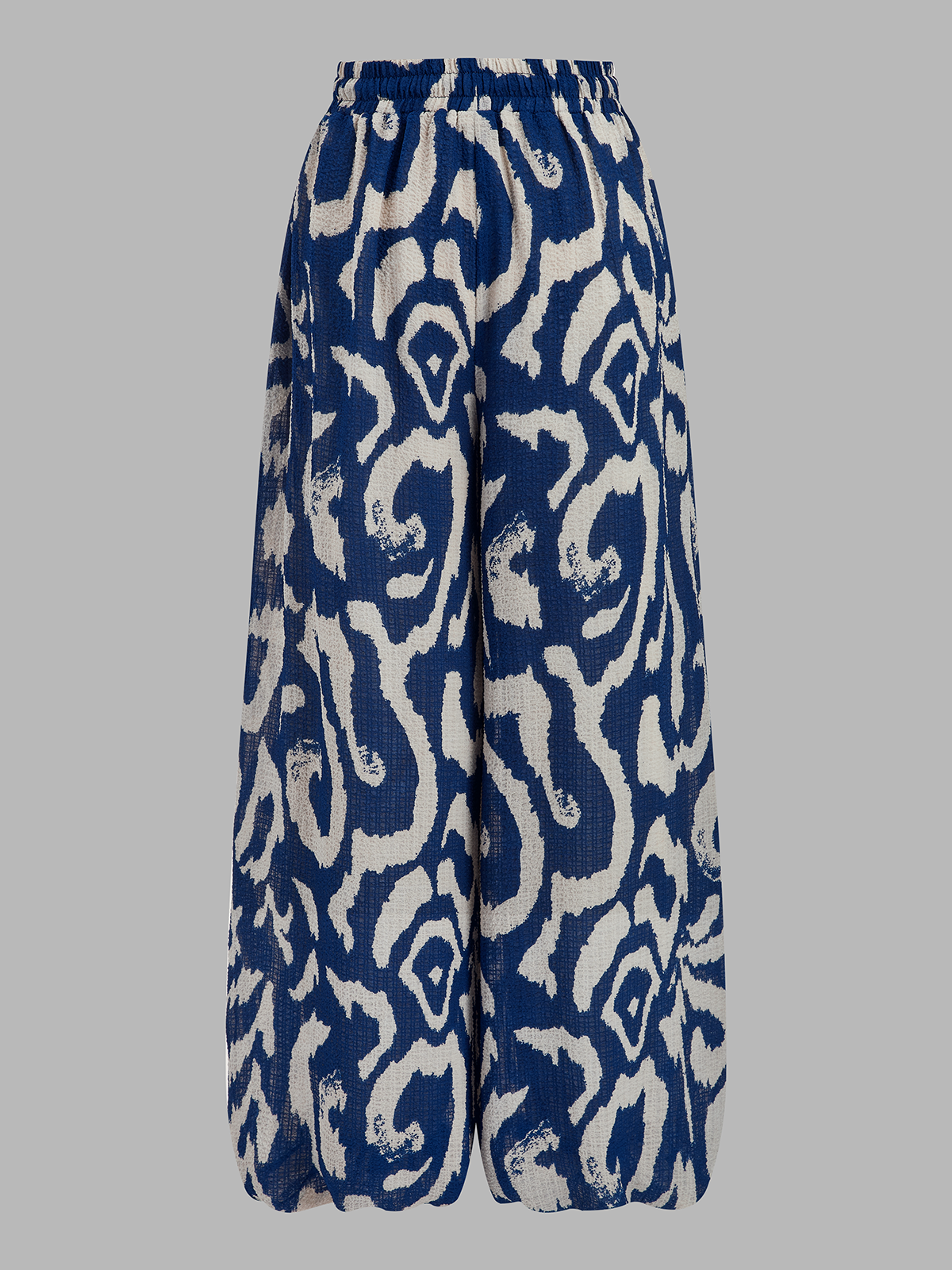 Dames Tweedelig Setje Cami Crop Top en Printed Wide Leg Broek - Blauw / Wit - Maelen