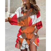 Luciana Jurk | Zomerjurk met Vleermuismouwen, V-hals en Gelaagde Ruches