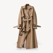 Rosa dames trenchcoat – klassieke katoenen jas met ceintuur en tijdloos design