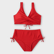 High Waist Bikini Set Dames met Crossover Wrap Top, Verstelbare Zijkanten en Diepe V-hals - Serena Greco