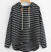 Adeline Hoodie | Gestreepte Casual Hoodie met Losse Pasvorm en Capuchon