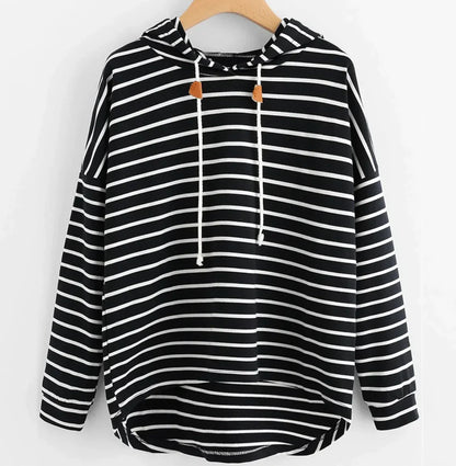 Adeline Hoodie | Gestreepte Casual Hoodie met Losse Pasvorm en Capuchon