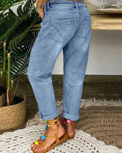 Giulia Jeans | Dames Denim met Ripped Details en Omgeslagen Zoom