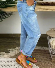 Giulia Jeans | Dames Denim met Ripped Details en Omgeslagen Zoom