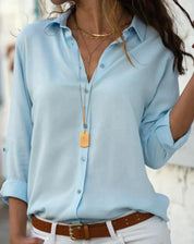 Giulia Blouse | Glanzende Feestblouse met Elegante Pasvorm en Soepele Stof