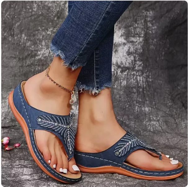 Orthopedische Teenslippers Dames met Glittersteentjes en Dempend Voetbed - Carla Moretti