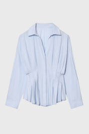 Getailleerde Damesblouse met Tailleband - Blauw - Maelen