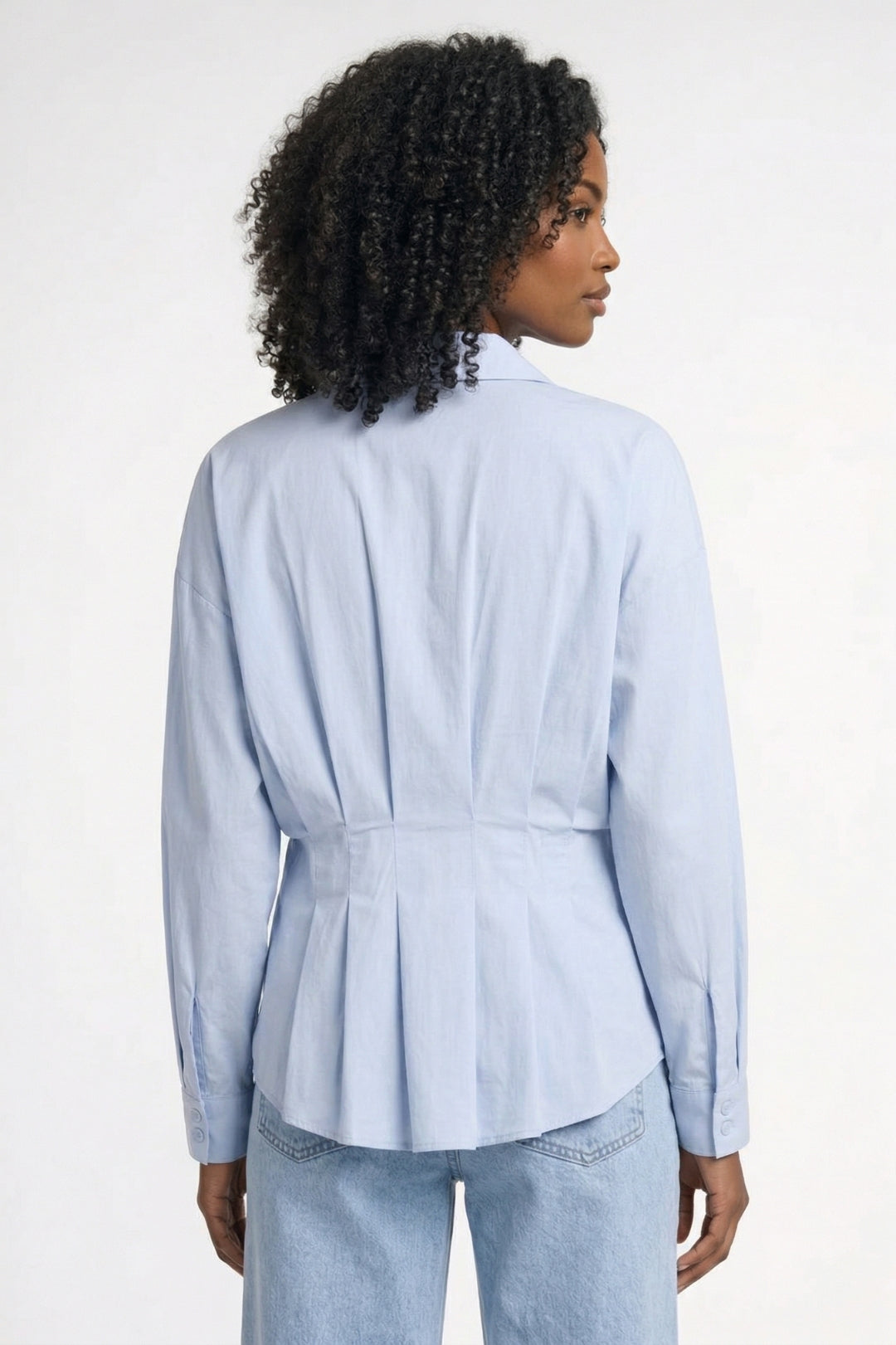 Getailleerde Damesblouse met Tailleband - Blauw - Maelen