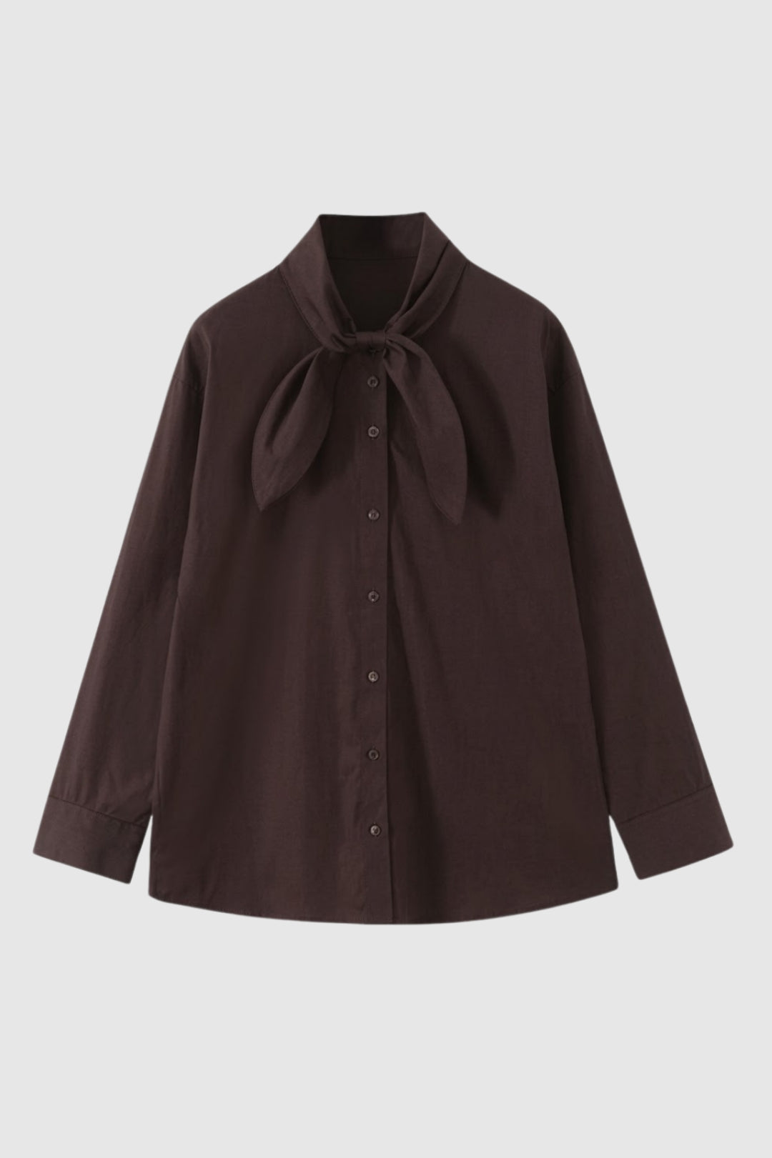 Damesblouse met Strikdetail en V-hals - Bruin - Maelen