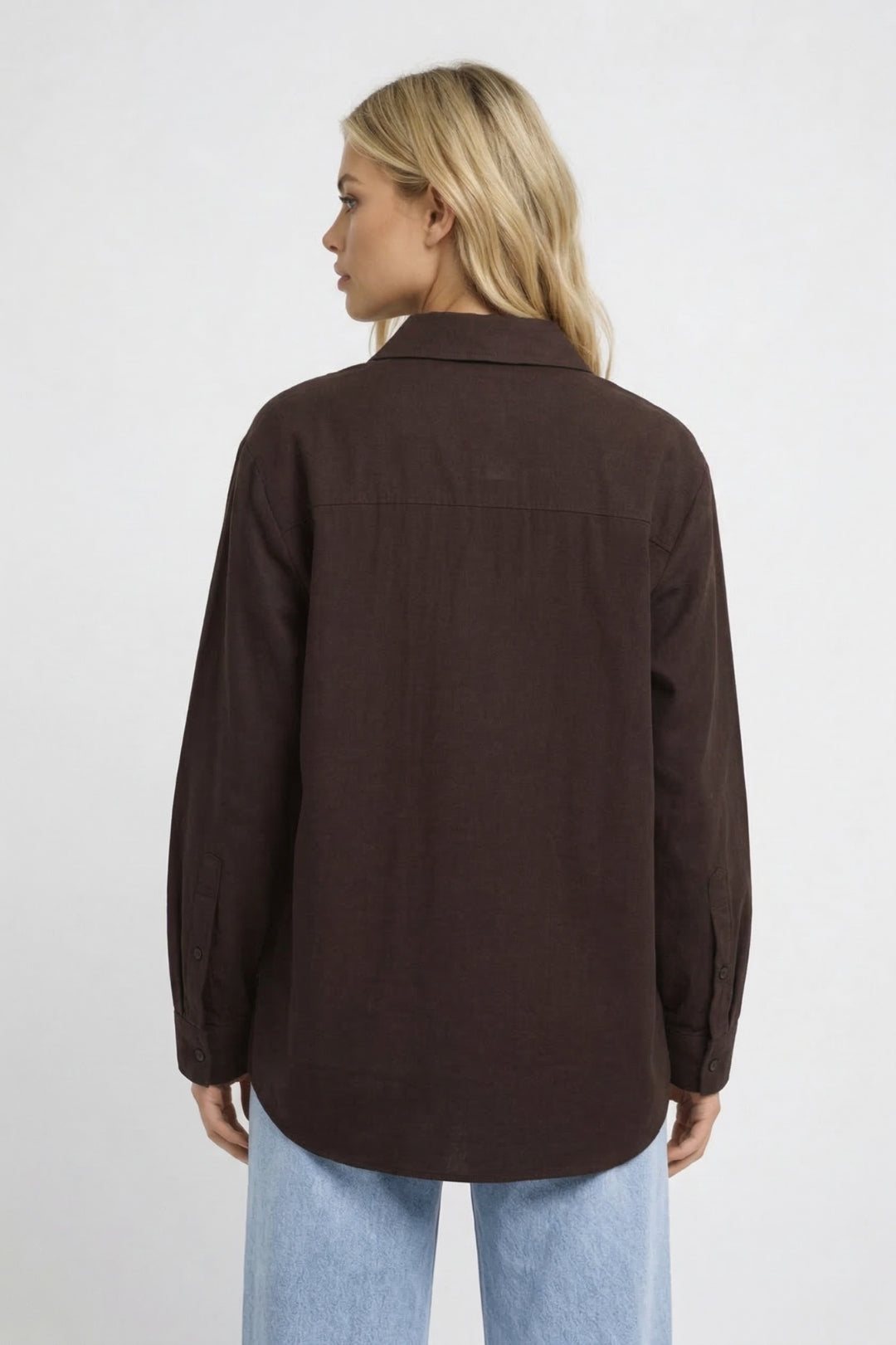 Damesblouse met Strikdetail en V-hals - Bruin - Maelen