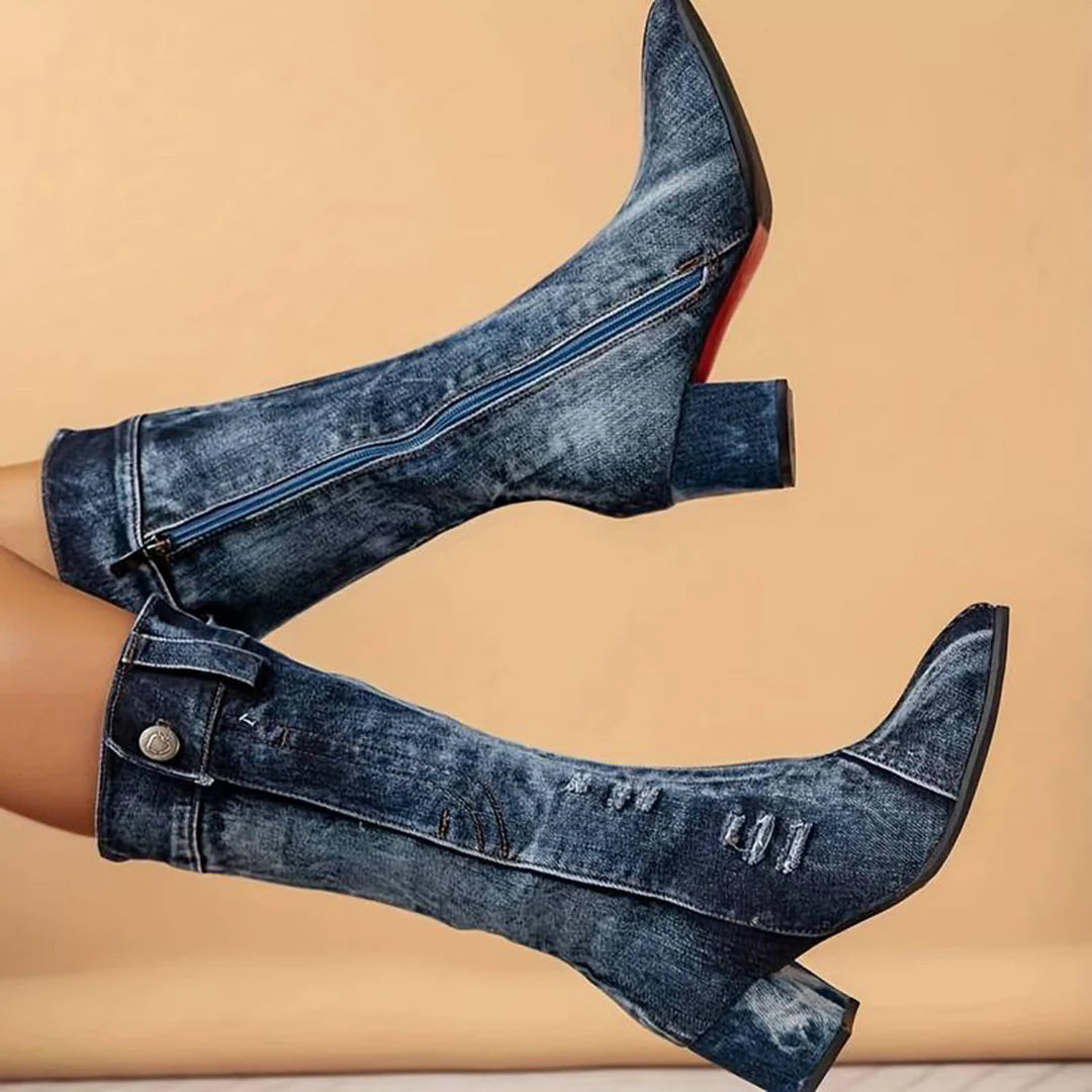Daisy™ Denim Laarzen | Trendy Denim Statement Boots met Comfortabele Pasvorm