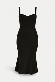 Bodycon Midi Jurk met Bandjes en Split Dames - Zwart - Maelen