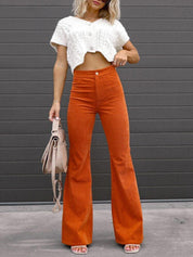 Briana Flared Corduroy Broek | Zachte Corduroy Flared Broek met Hoge Taille en Uitlopende Pijpen