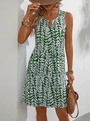 Dames Zomerjurk Mouwloos Abstracte Print V-hals Loszittend - Zwart / Groen / Rood - Maelen