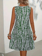 Dames Zomerjurk Mouwloos Abstracte Print V-hals Loszittend - Zwart / Groen / Rood - Maelen