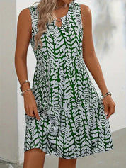 Dames Zomerjurk Mouwloos Abstracte Print V-hals Loszittend - Zwart / Groen / Rood - Maelen