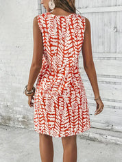 Dames Zomerjurk Mouwloos Abstracte Print V-hals Loszittend - Zwart / Groen / Rood - Maelen