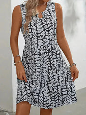 Dames Zomerjurk Mouwloos Abstracte Print V-hals Loszittend - Zwart / Groen / Rood - Maelen