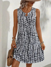 Dames Zomerjurk Mouwloos Abstracte Print V-hals Loszittend - Zwart / Groen / Rood - Maelen