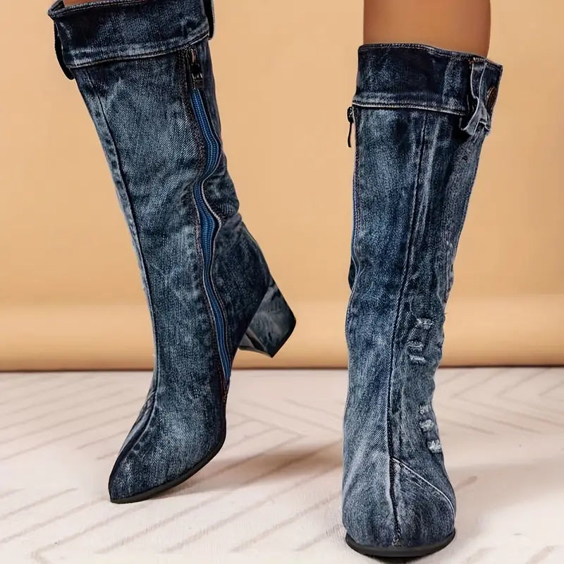 Daisy™ Denim Laarzen | Trendy Denim Statement Boots met Comfortabele Pasvorm
