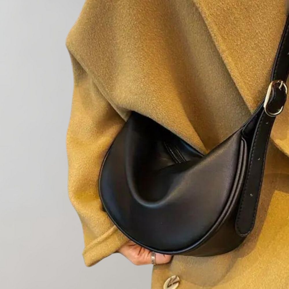 Luna | Halfmaan Crossbody Tas Dames - Compact, Verstelbaar en Veelzijdig - Zwart / Bruin / Wit