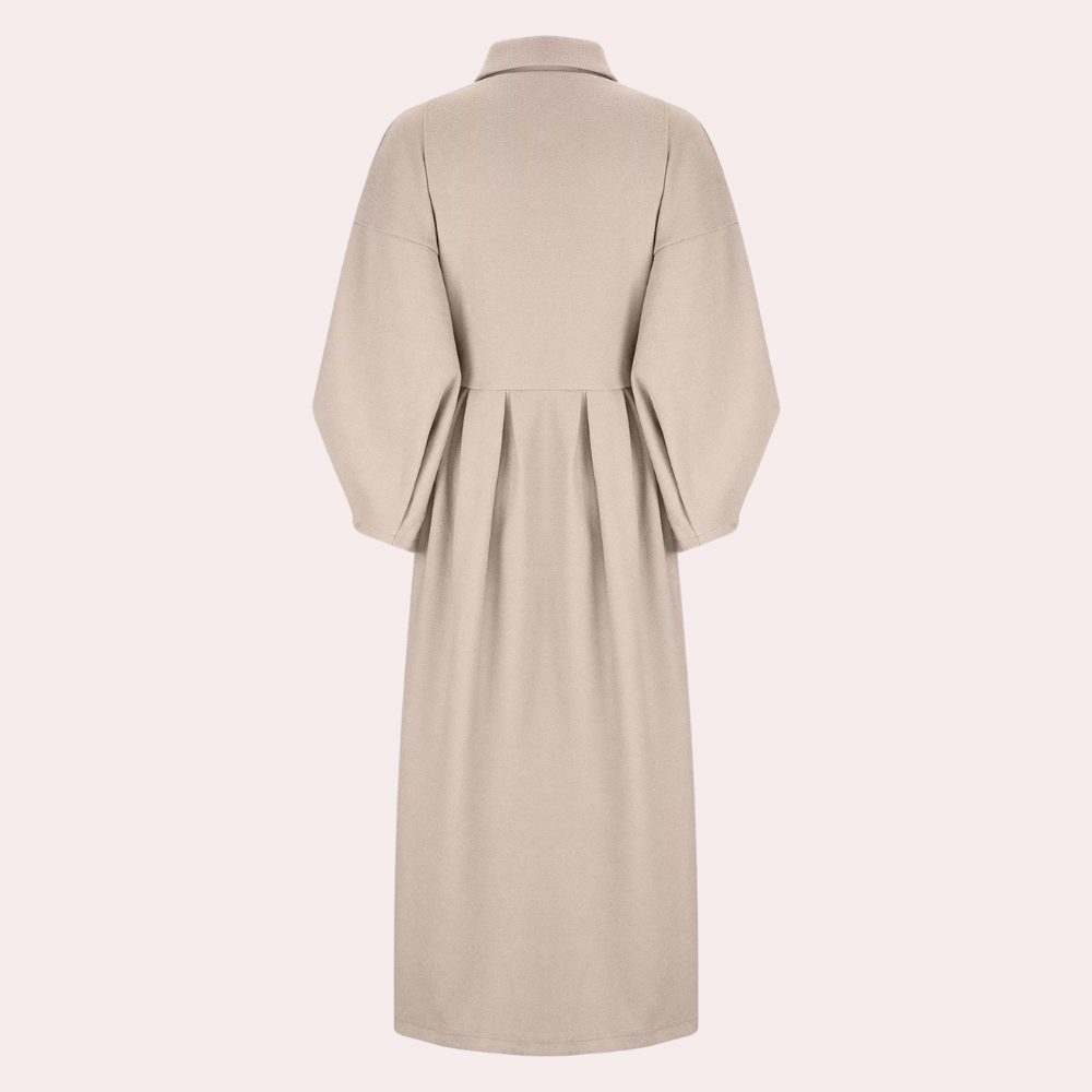 Adira Jas | Getailleerde Winterjas met Double-Breasted Design en Volumineuze Mouwen