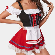 Felipa Dirndl Jurk | Elegante Oktoberfest-jurk met Geborduurd Lijfje en Bijpassend Schort