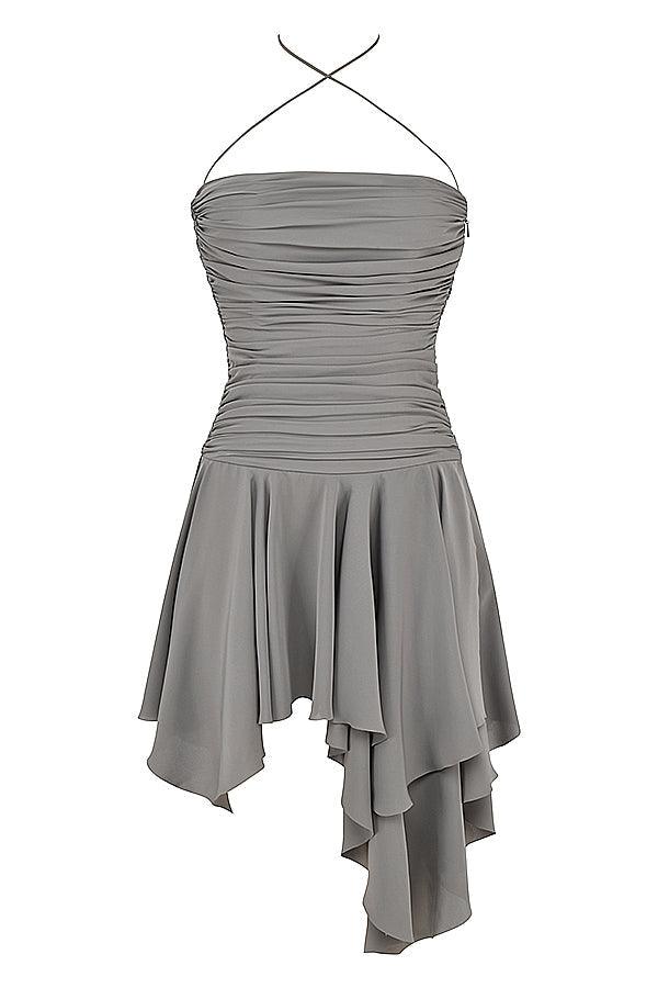Asymmetrische midi jurk dames, strapless jurk, elegante party jurk | Bella Belucci