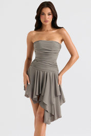 Asymmetrische midi jurk dames, strapless jurk, elegante party jurk | Bella Belucci