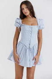 Korset mini jurk dames, broderie jurk, strapless zomer jurk | Bella Belucci
