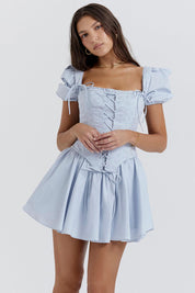 Korset mini jurk dames, broderie jurk, strapless zomer jurk | Bella Belucci