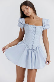 Korset mini jurk dames, broderie jurk, strapless zomer jurk | Bella Belucci