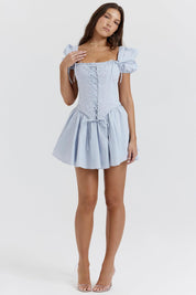 Korset mini jurk dames, broderie jurk, strapless zomer jurk | Bella Belucci