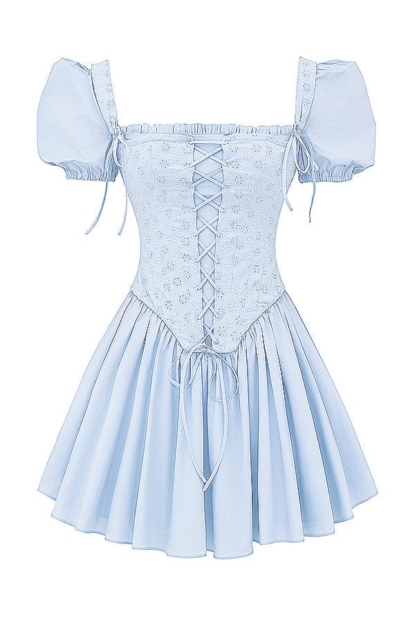 Korset mini jurk dames, broderie jurk, strapless zomer jurk | Bella Belucci