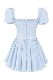Korset mini jurk dames, broderie jurk, strapless zomer jurk | Bella Belucci