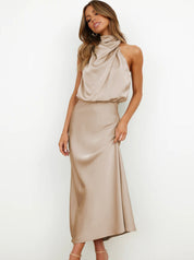 Halter jurk dames elegant, lange avondjurk flowy | Bella Serafina