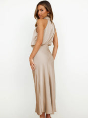 Halter jurk dames elegant, lange avondjurk flowy | Bella Serafina